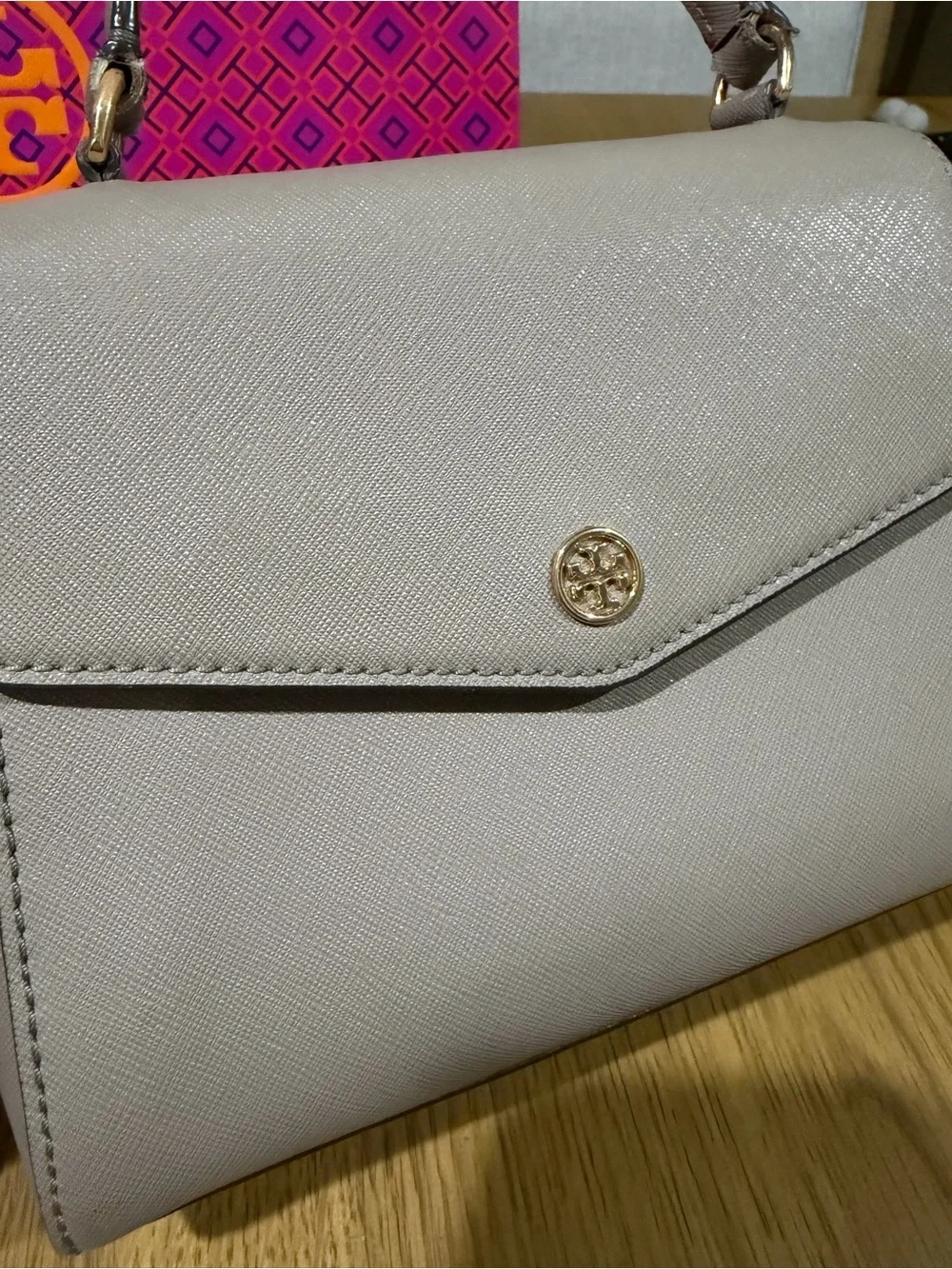 Tory Burch Leather Robinson Small Top Handle Bag